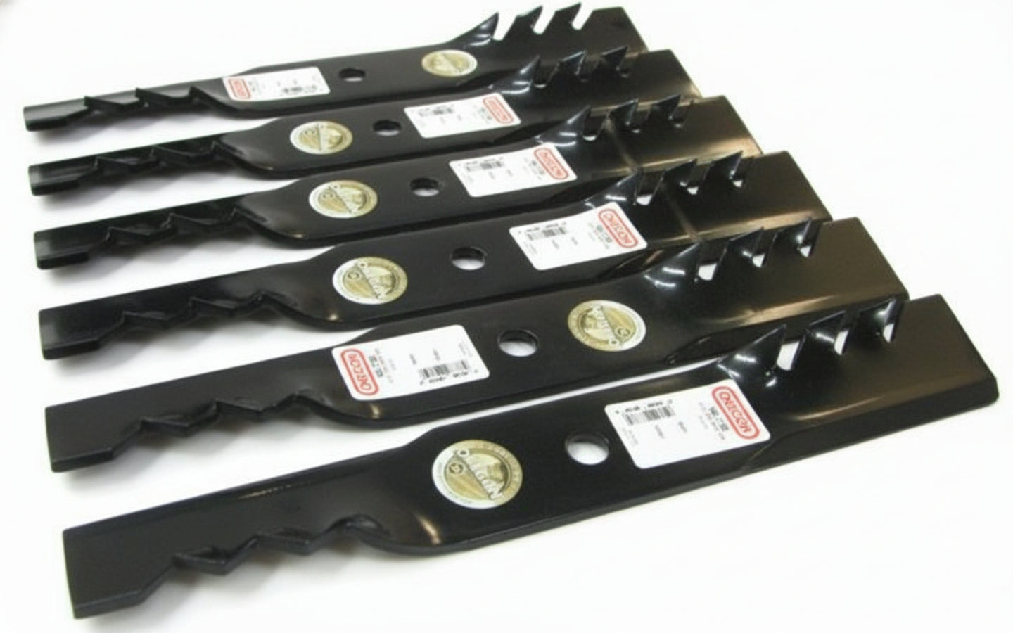 Oregon 96-738 Gator Mulcher Blade Set – 6 Pack Heavy-Duty Performance Blades side view picture 