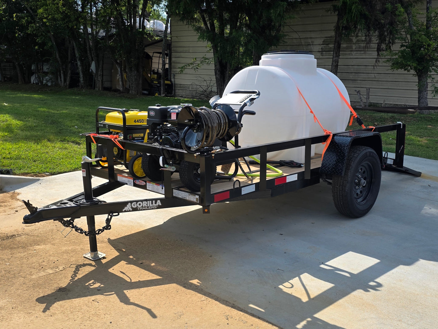Simpson Pressure Washer 4200 PSI 11.7hp Honda Utility Trailer Package Deal Open front right angle picture 