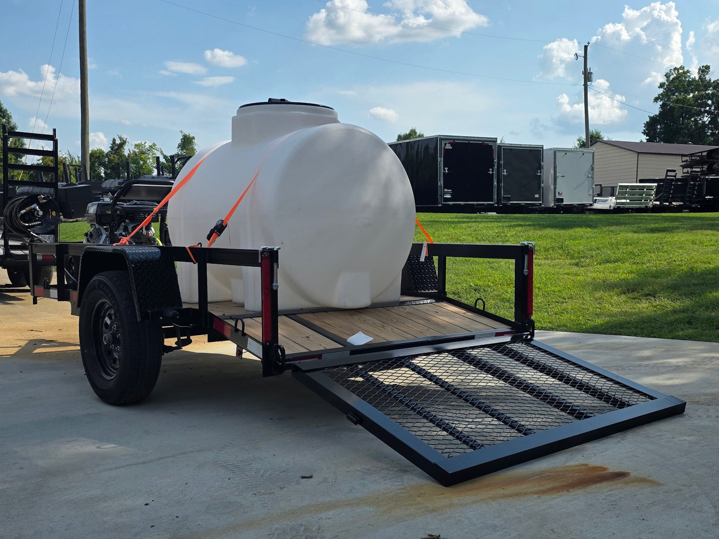 Simpson Pressure Washer 4200 PSI 11.7hp Honda Utility Trailer Package Deal Open back left angle picture 