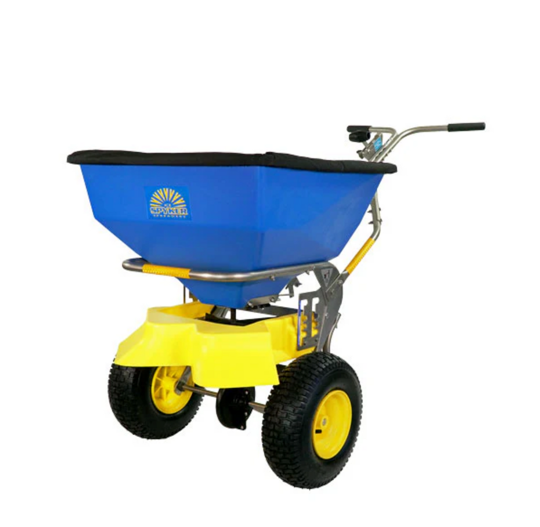 Spyker ERGO-Pro 100 lb Ice Melt Winter Spreader Stainless Steel ,Front View