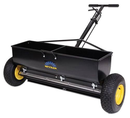 Spyker PRO P70-12010 120lb Powder Coated Drop Spreader w/Screen,Front View. 