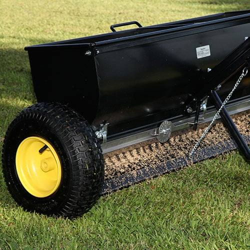 Spyker PRO P70-12010 120lb Powder Coated Drop Spreader w/Screen,Back View.
