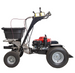 Spyker S100-12020 120lb PRO Ride-On Spreader, Stainless Frame w/Screen & Cover, Side View. 