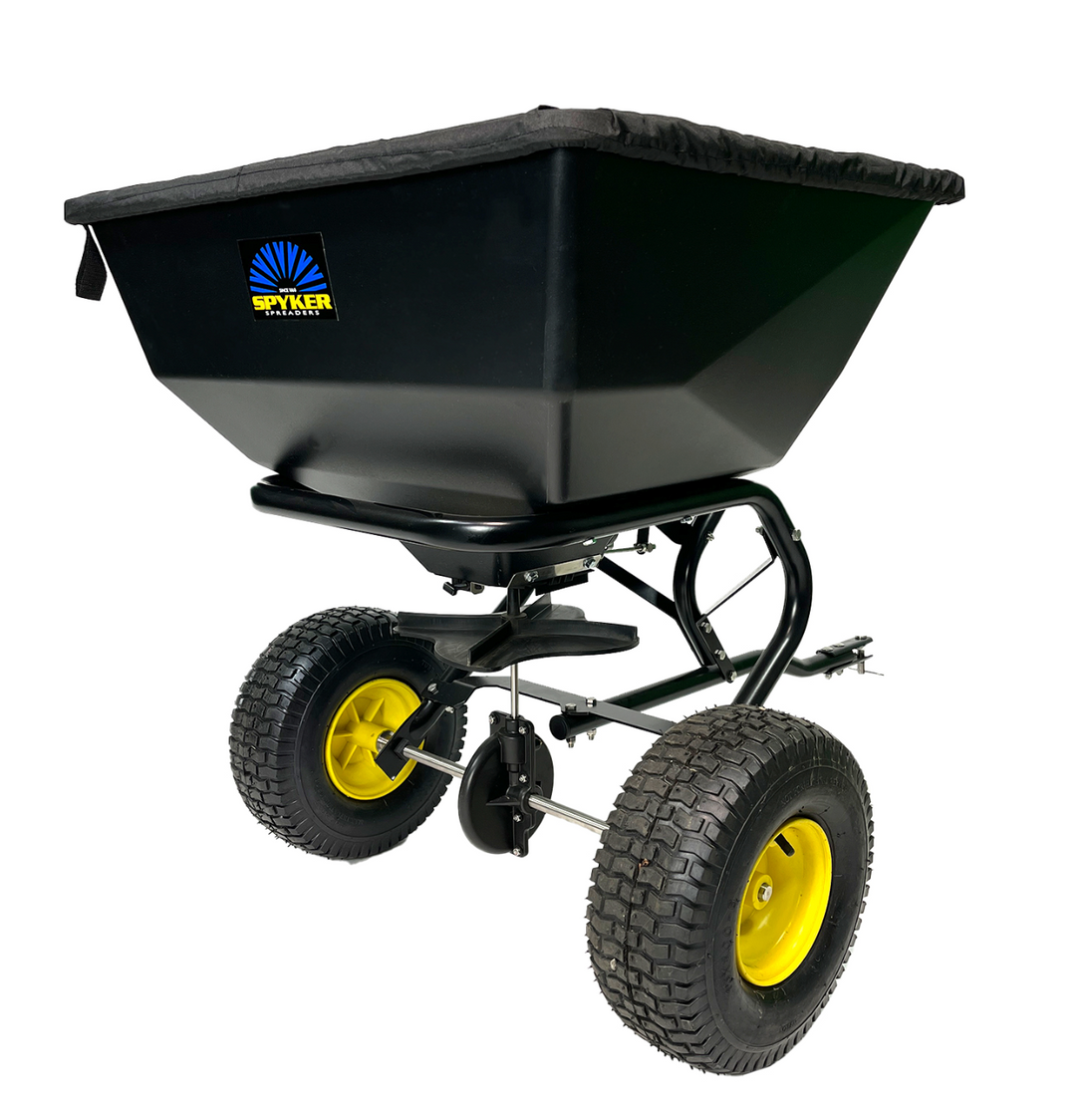 Spyker SPY200T-1P 200lb Tow Broadcast Spreader,Front View. 