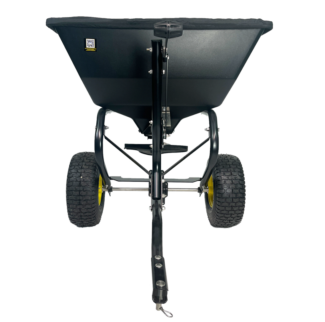 Spyker SPY200T-1P 200lb Tow Broadcast Spreader,Front View. 
