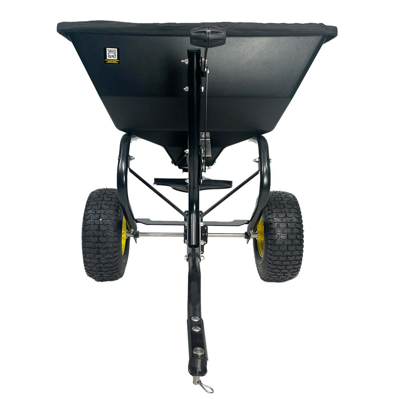 Spyker SPY200T-1P 200lb Tow Broadcast Spreader,Front View. 