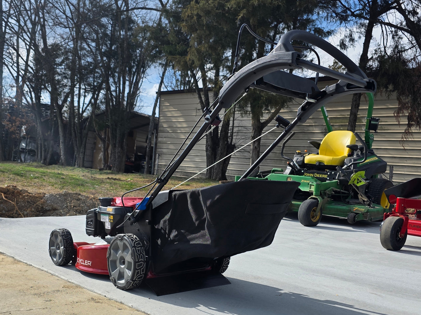 Toro 21465 22" Recycler SmartStow 150cc Self-Propelled Gas Push Mower back left angled view picture 