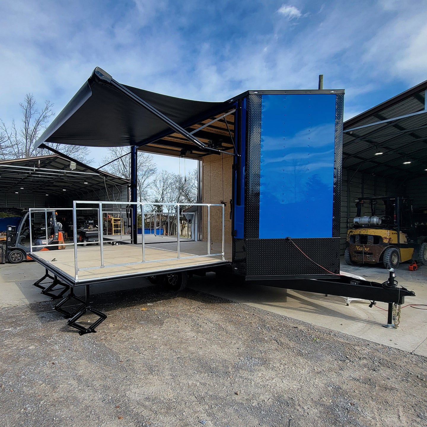 8.5' x 14' Custom Stage Trailer Cobalt Blue With Blackout - SLE Equipment - 36