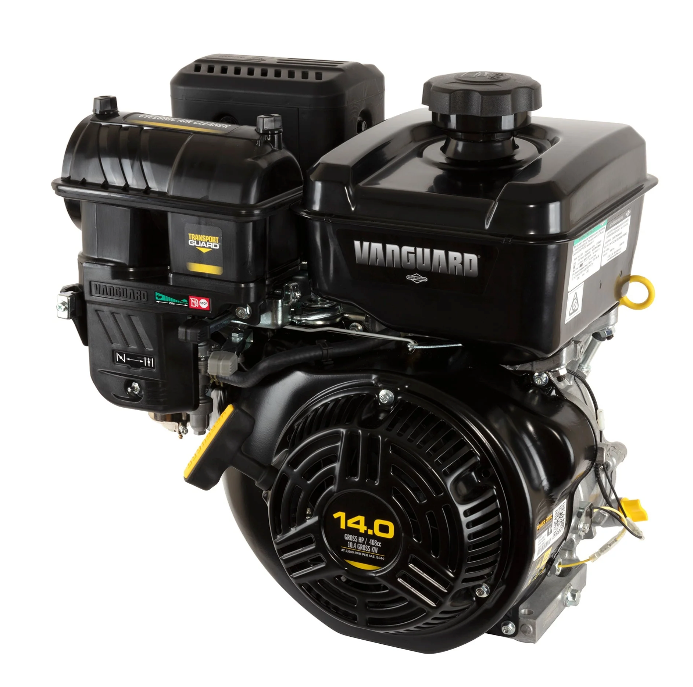 Vanguard® 14.0 GHP 408cc Horizontal Engine, Front View. 