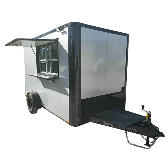 7' X 12' Flat Front Custom Concession Trailer Food Event Catering