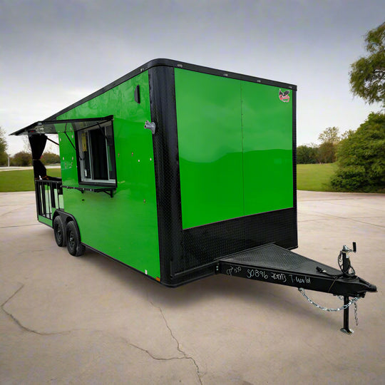 8.5 x 20 Concession Trailer Green w/ 8' Porch - Used