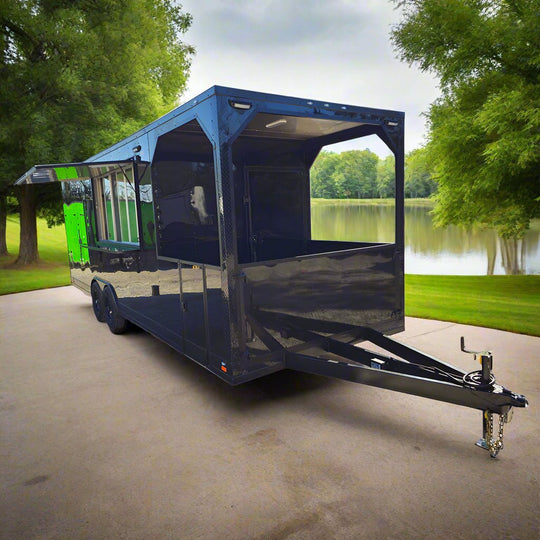 8.5' X 25' Black Concession Trailer Food Event Catering - SLE Equipment - 1