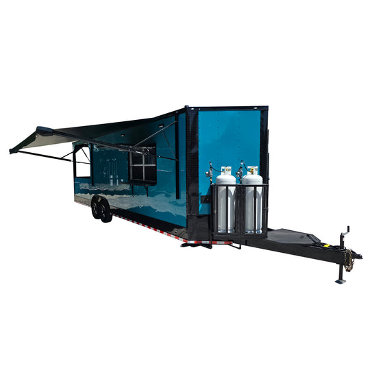8.5' X 28' Teal Green Custom Concession Trailer Food Event Catering - SLE Equipment - 1