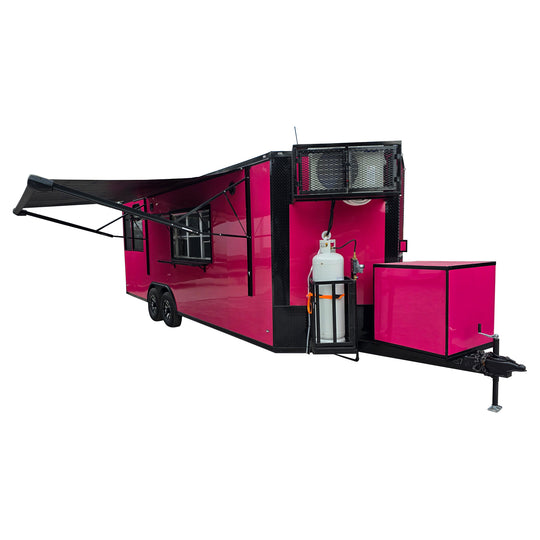 8.5' x 24' Pink w/ Blackout Custom Concession Trailer Food Event - SLE Equipment - 1