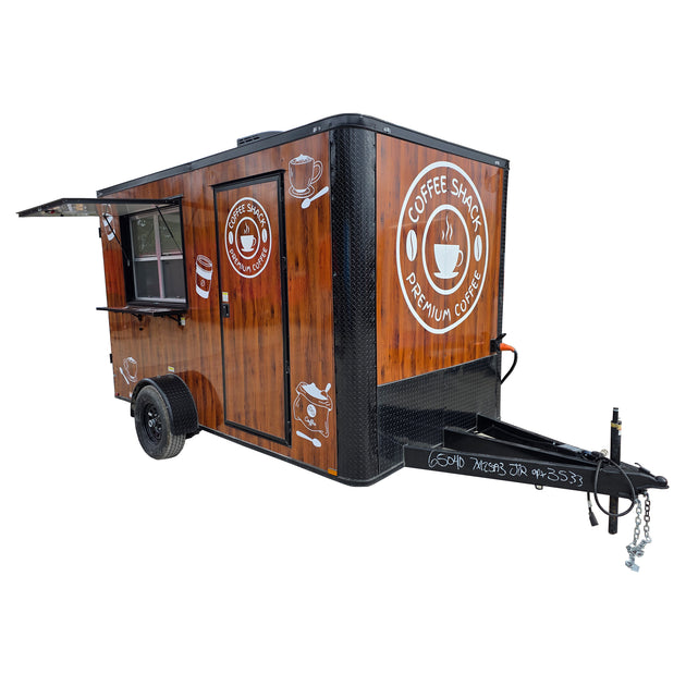 7' X 12' Coffee Theme Concession Food Trailer Fully Loaded Turnkey With Appliances - SLE Equipment - 1