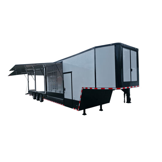 8.5' X 44' Gooseneck Enclosed White With Blackout Event Trailer - SLE Equipment - 1
