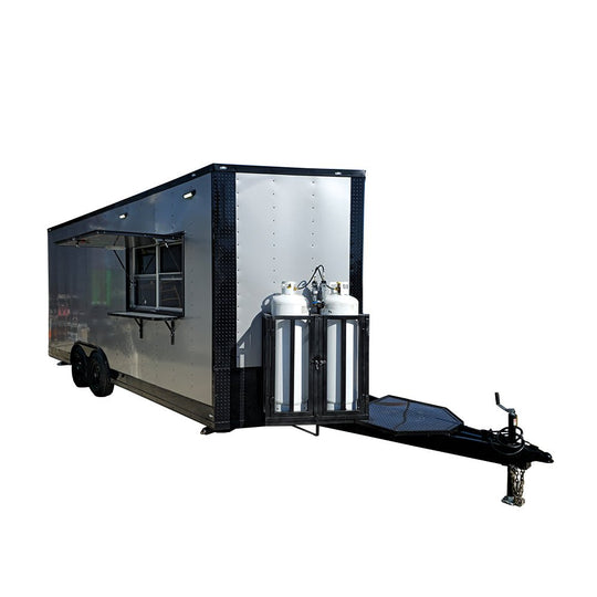 Concession Trailer 8.5' X 20' Silver and Black Food Event Catering - SLE Equipment - 1