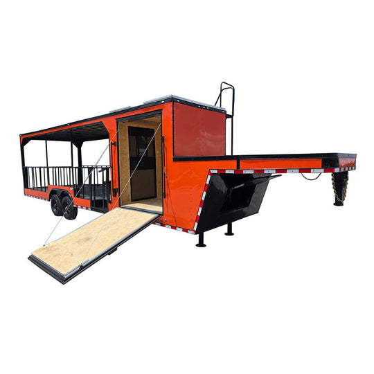 8.5' X 38' Gooseneck Orange Drone and Equipment Agricultural Spray Trailer - SLE Equipment - 1