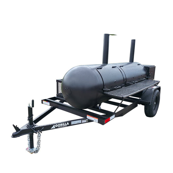 BBQ Smoker 2 Door 300 Gallon Trailer Pull Behind with Charcoal Grill on Front - SLE Equipment - 1