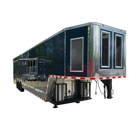 8.5' X 40' Indigo Blue Gooseneck Concession Trailer Food Event Catering - SLE Equipment - 1