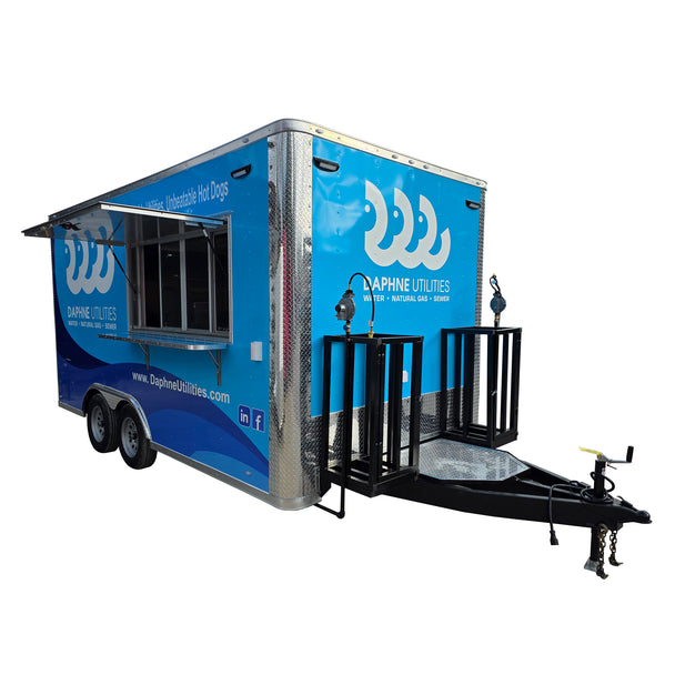 8.5' X 16' Custom Concession Trailer White Food Event Catering with appliances - SLE Equipment - 1