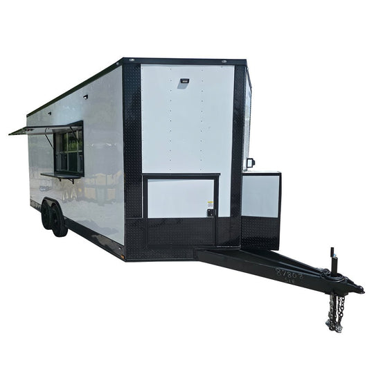 8.5' X 20' White W/ Blackout Concession Trailer Food Event Catering - SLE Equipment - 1