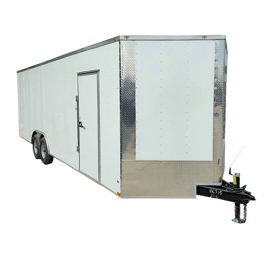 8.5x26 V - Nose White Enclosed Trailer (2) 7K Axles 50 AMP Electrical Package & Cabinets - SLE Equipment - 1