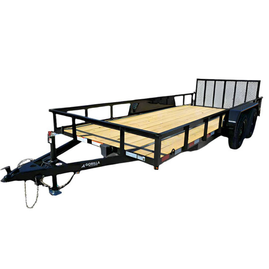 6'4" x 16 Utility Trailer Double Axle Dovetail With Gate Powder Coated (2) 3500lb Axles - SLE Equipment - 1