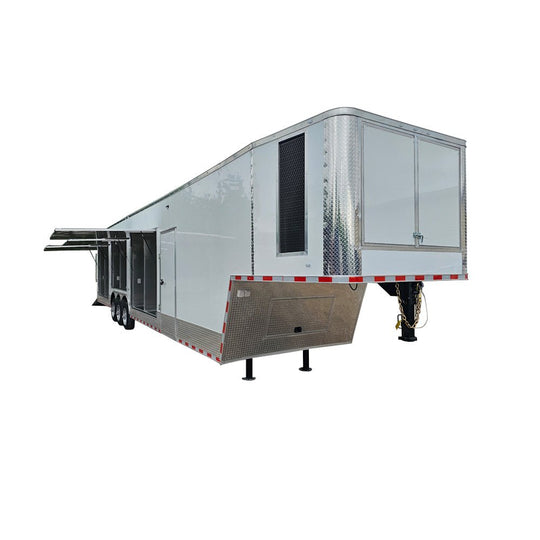 8.5' X 44' Concession Trailer White Marketing and Event - SLE Equipment - 1