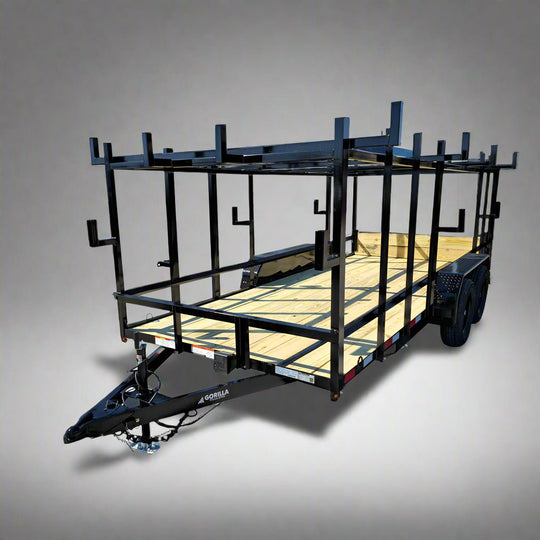 6.4x16 Straight Deck Tandem Utility Trailer 4.5ft Ladder Racks - SLE Equipment - 1