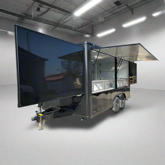 8.5' X 16' Black Merchandising & Marketing Event Trailer