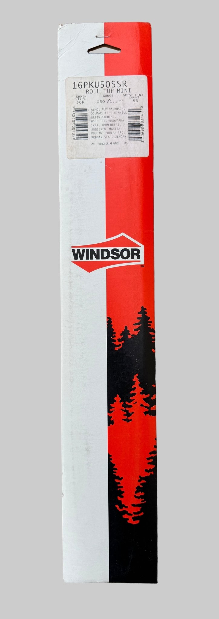 Windsor 16" Chainsaw Bar – 16PKU50SSR 3/8" Pitch .050" Gauge 56DL 160SDEA041, 16A0ED3757 - SLE Equipment - 1