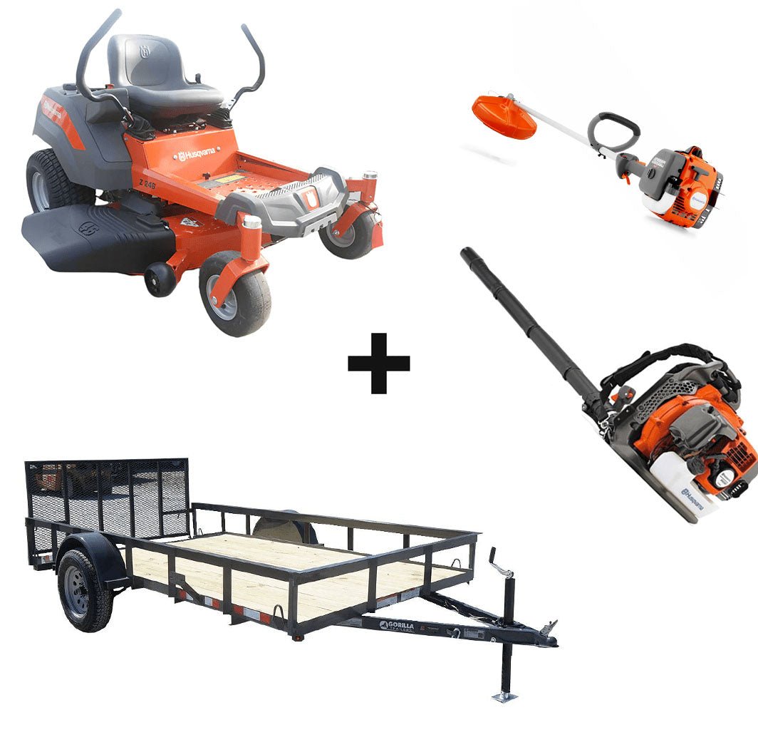 Husqvarna Z246 Zero Turn Lawn Mower Handheld Utility Trailer Package - SLE Equipment - 1