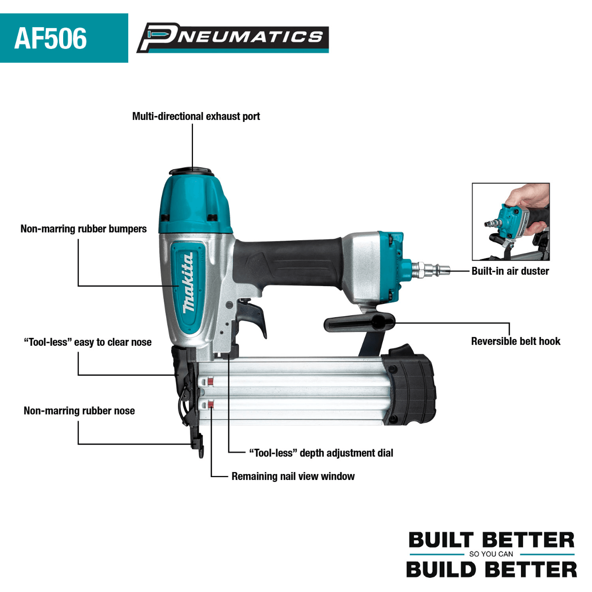 Makita AF506 2" Brad Nailer, 18 Gauge - 70 - 120 PSI - SLE Equipment - 2