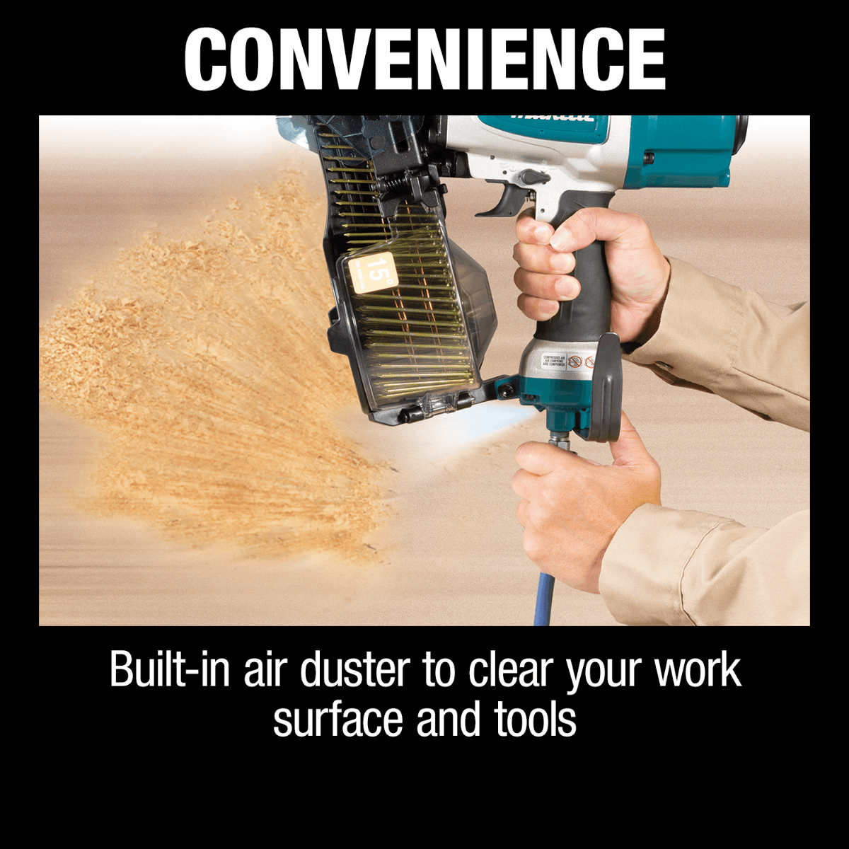 Makita AN613 - 15° 2‑1/2" Siding Coil Nailer / 70 - 120 PSI - SLE Equipment - 6