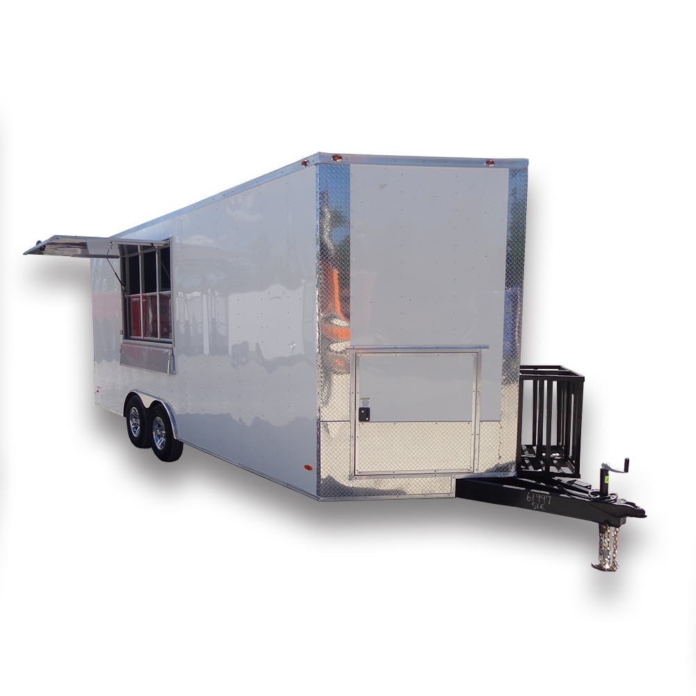 White 8.5' x 20' Event Catering Concession Food Trailer