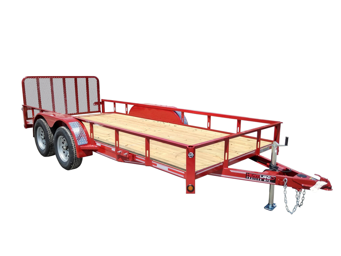 Utility Trailer Red 6.4' X 16' Dovetail Tandem Axle With Gate