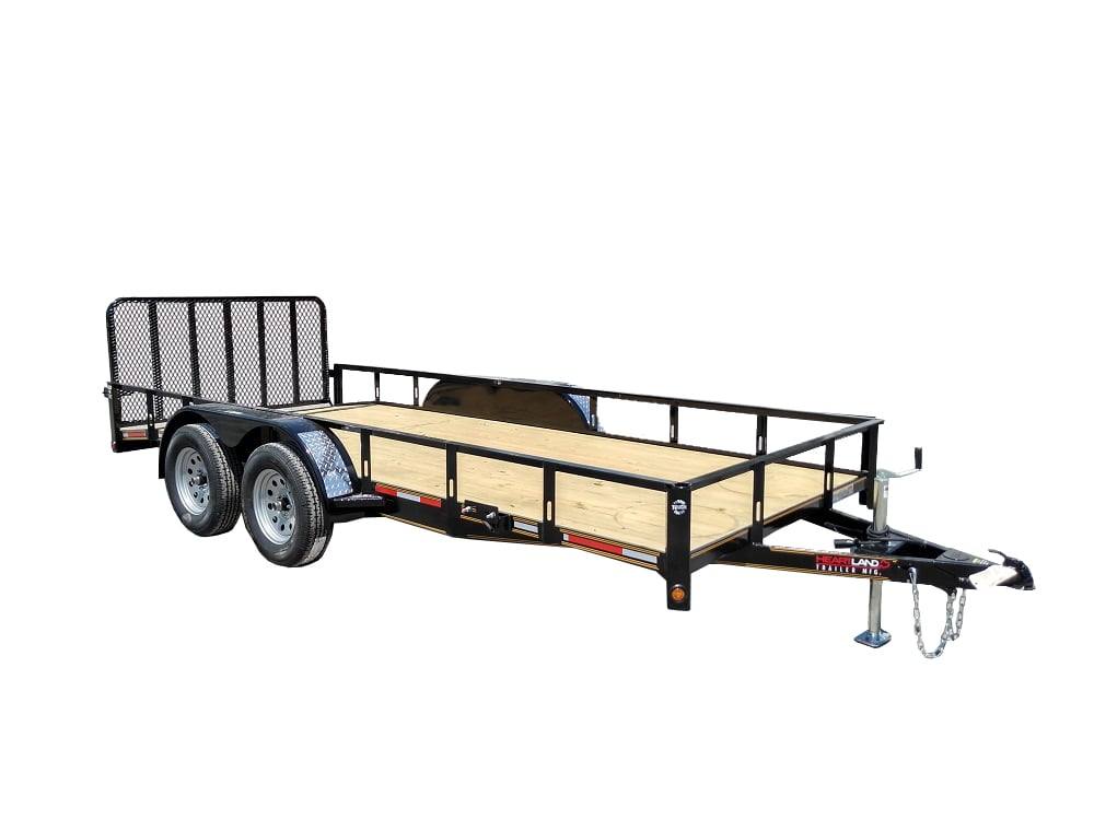 Utility Trailer Black 6.4' X 16' Dovetail Tandem Axle With Gate