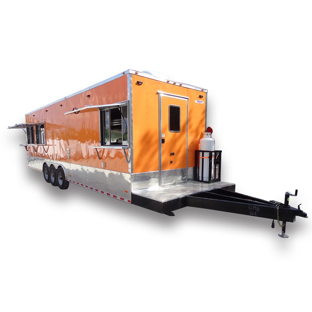 8.5' x 30' Orange Flat Nose Food Concession Trailer With Appliances