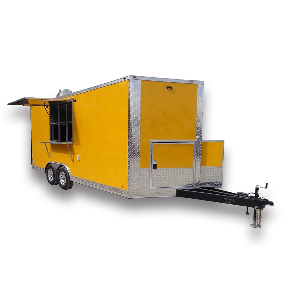 8.5' x 18' Penske Yellow Concession Food Trailer With Appliances