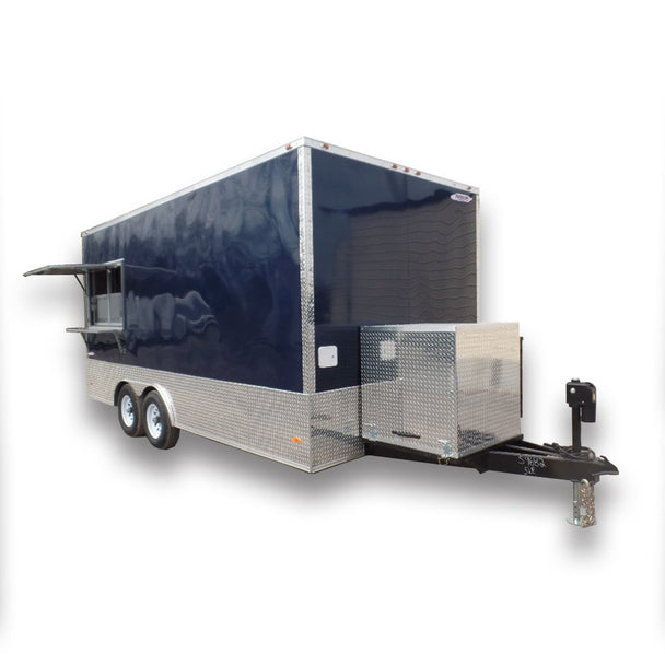 8.5' x 18' Indigo Blue Flat Nose Concession Trailer