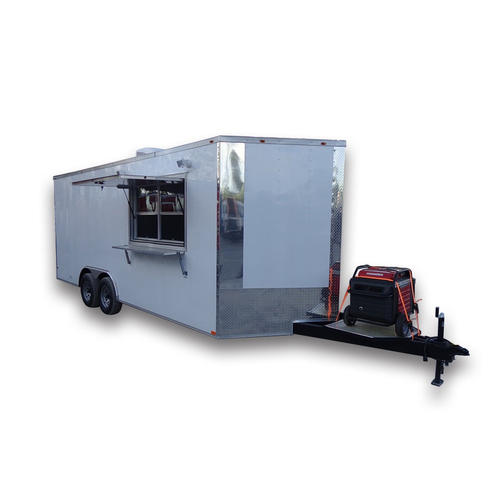 White 8.5' x 20' Food Event Concession Trailer