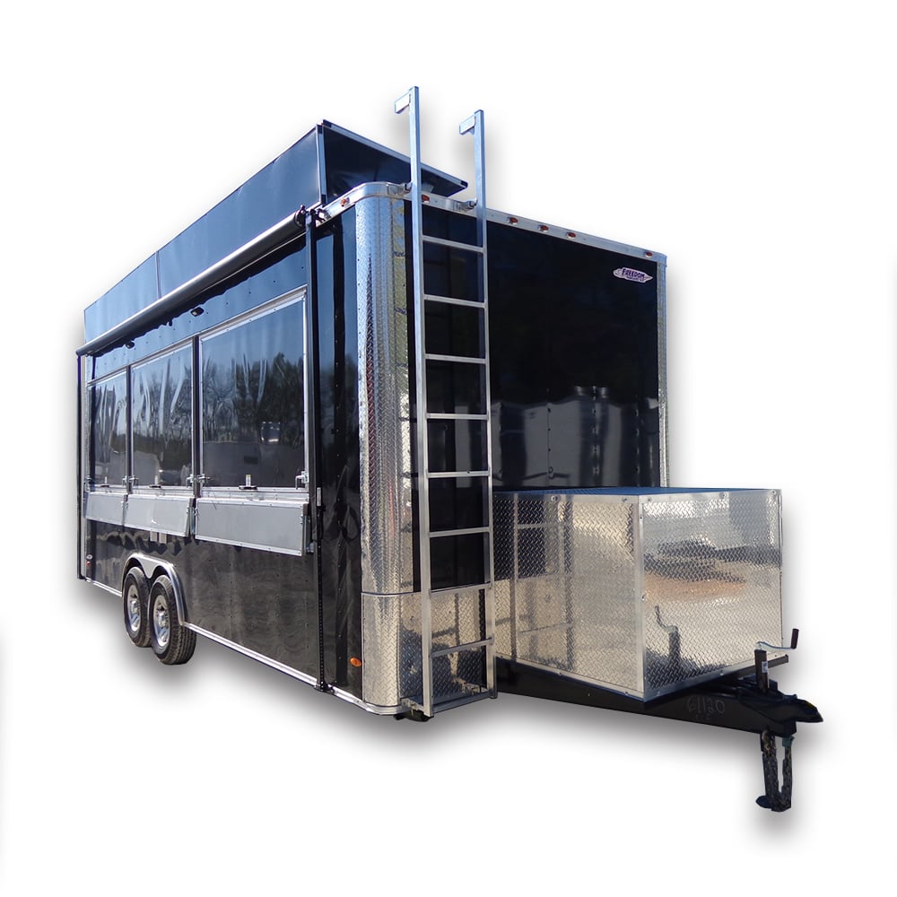 8.5' x 22' Black Flat Nose Concession Trailer