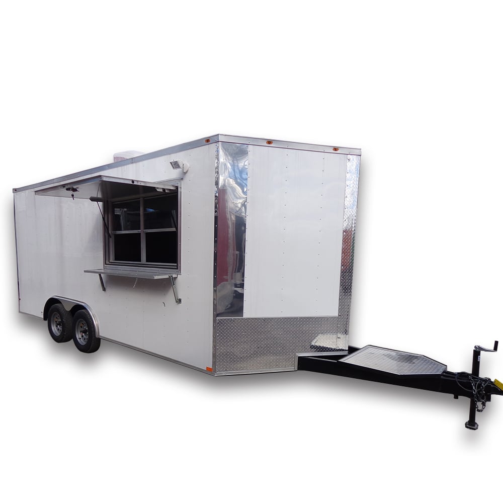 8.5' x 18' White Concession Trailer With Appliances