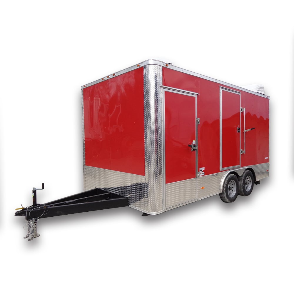 8.5x16 Victory Red Shower Bathroom Trailer