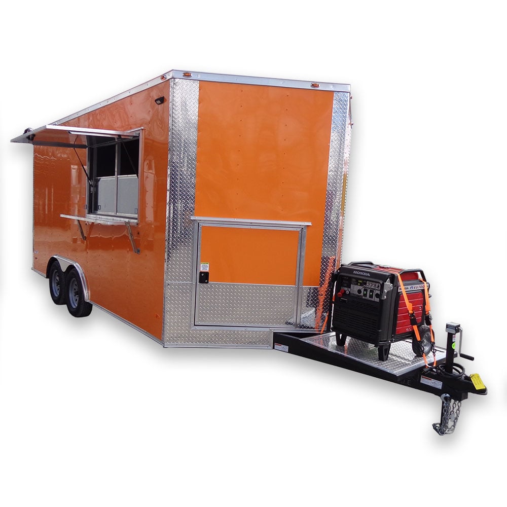 8.5' x 16' Orange Food Vending Concession Trailer