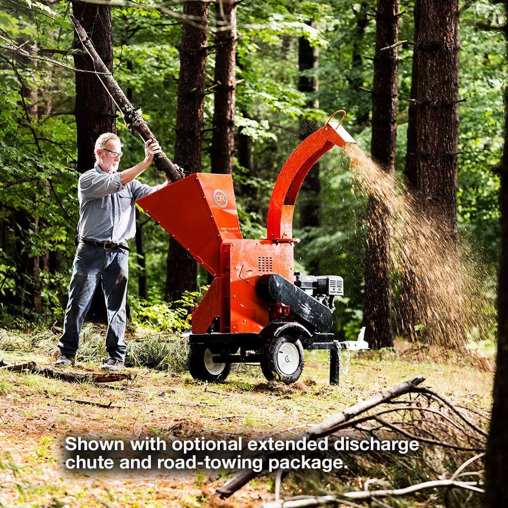 DR Power CP57057BEN 13.5 HP Briggs Self Feeding Wood Chipper 5.75" Front Right View