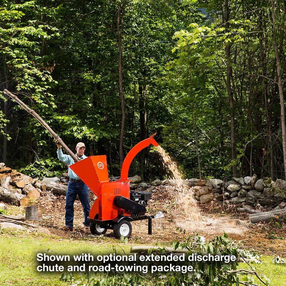 DR Power CP57057BEN 13.5 HP Briggs Self Feeding Wood Chipper 5.75" Front Right View
