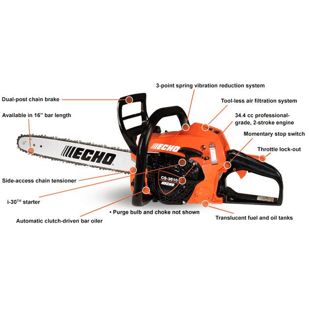 Echo CS - 3510 16" Gas Chainsaw 34.4cc - SLE Equipment - 2