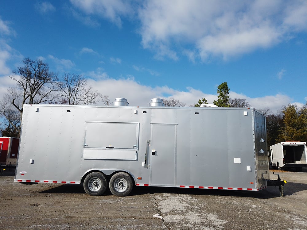 8.5 x 26 Silver Concession Food Trailer